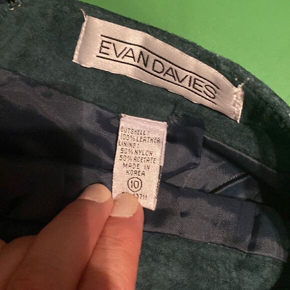 EUC Vintage Evan Davies Teal Suede High-Waisted Pencil Skirt - Picture 4 of 11